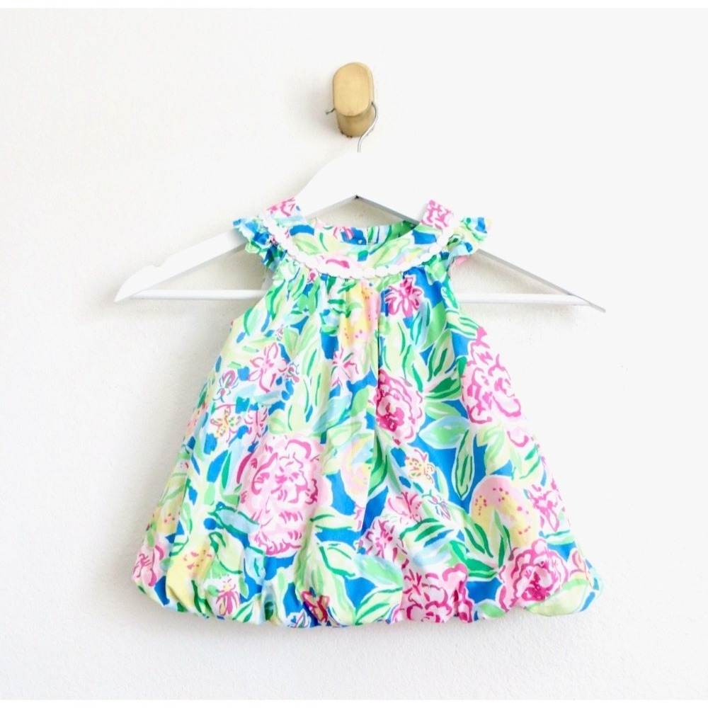Lilly Pulizer Baby Paloma Bubble Dress Garden Grove Floral Print SZ 6-12 Months